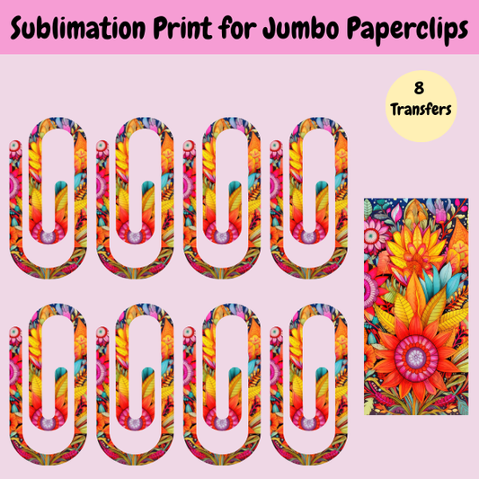 Bright Flowers Jumbo Paperclip **Sublimation Transfer**