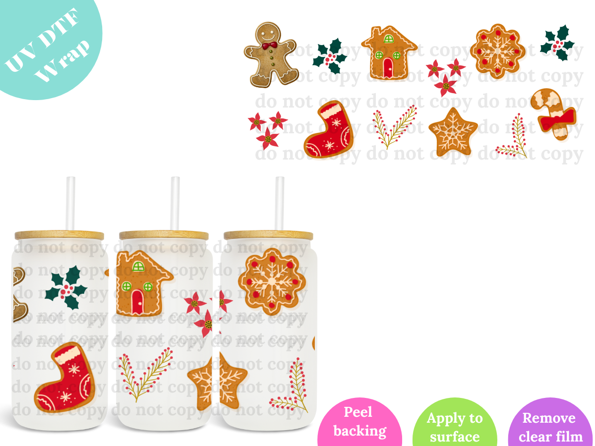 Gingerbread Xmas UV DTF Wrap