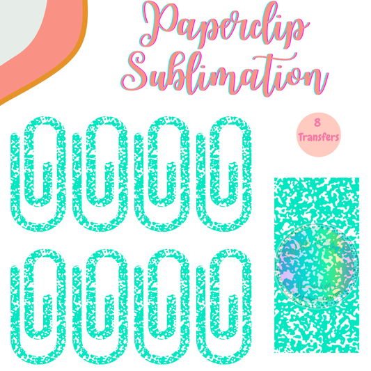 Composition Turquoise Blue Paperclip **Sublimation Transfer**