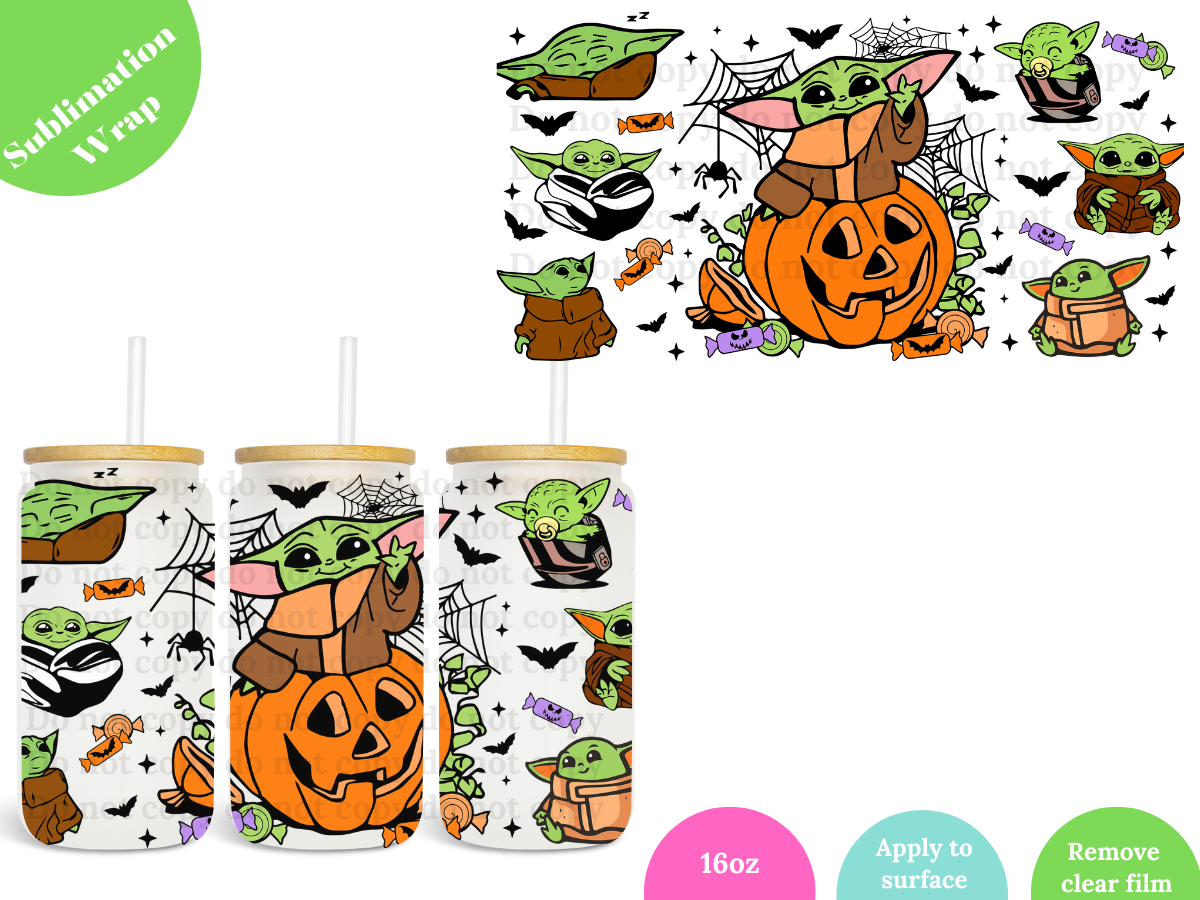 Yoda Halloween 16oz **Sublimation Wrap**