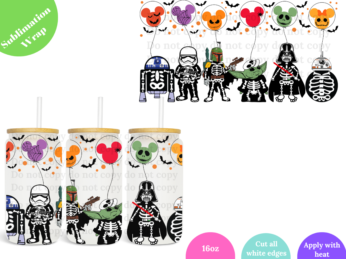 Wars Halloween Balloons 16oz **Sublimation Wrap**