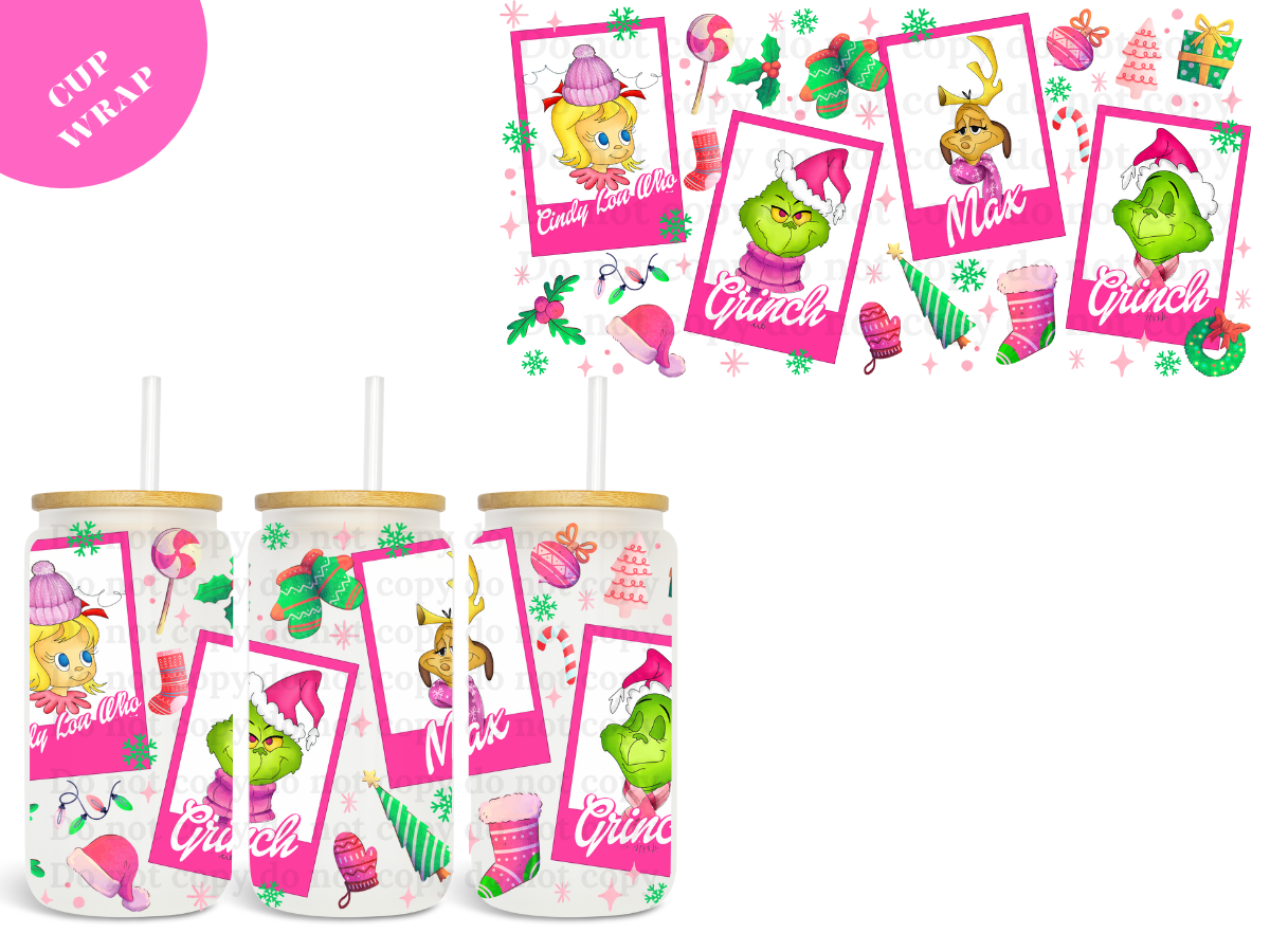 Grinch UV DTF Cup Wrap