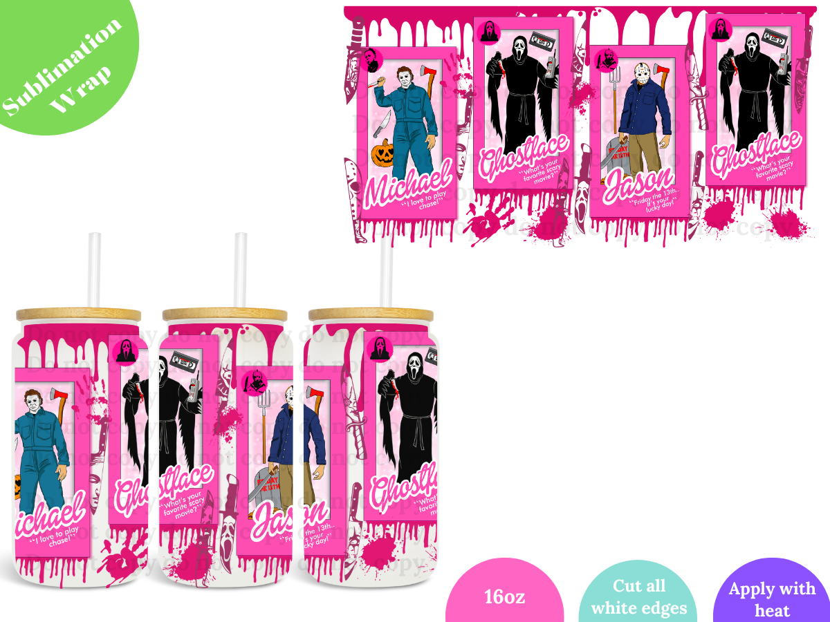Pink Halloween Drip 16oz **Sublimation Wrap**