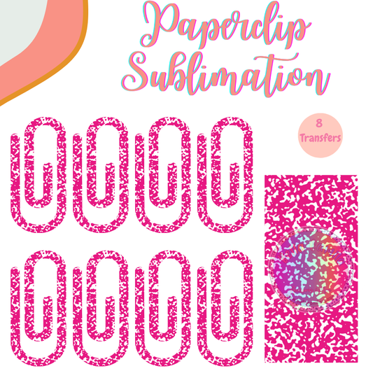Composition Pink Paperclip **Sublimation Transfer**