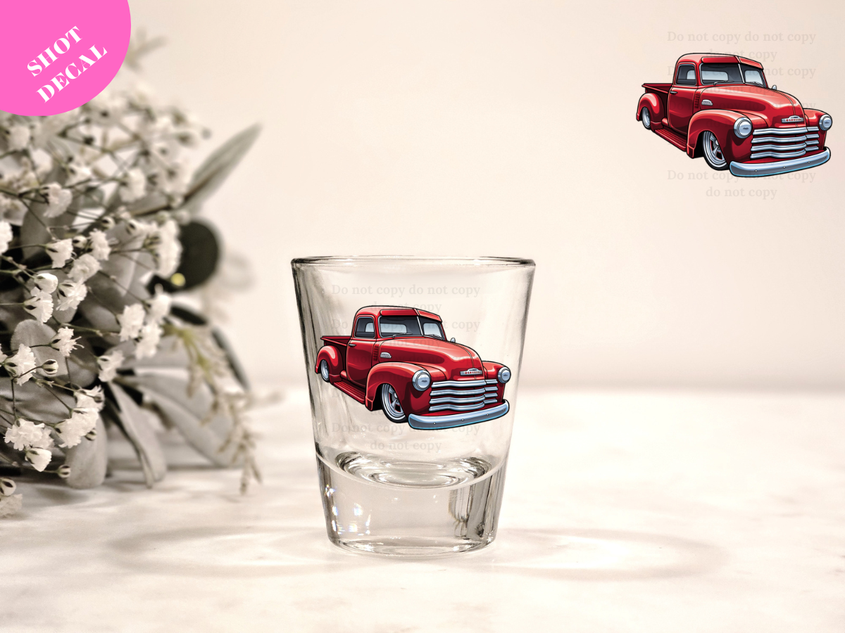 Red Truck UV DTF Shot Decal