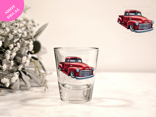 Red Truck UV DTF Shot Decal