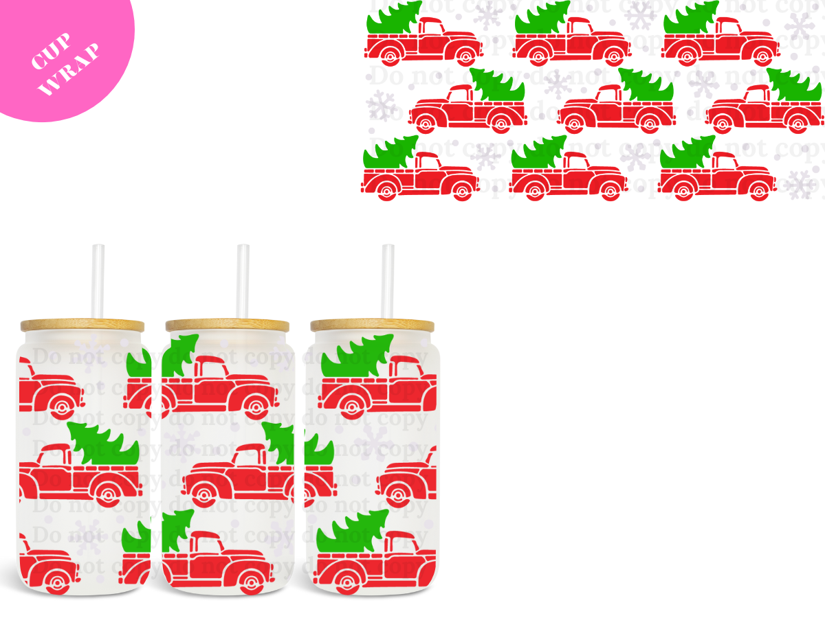 Red Truck Xmas UV DTF Wrap