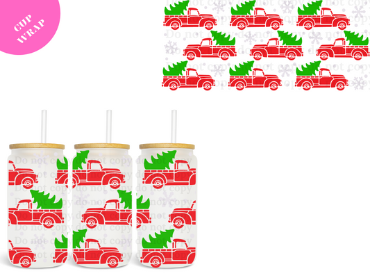 Red Truck Xmas UV DTF Wrap