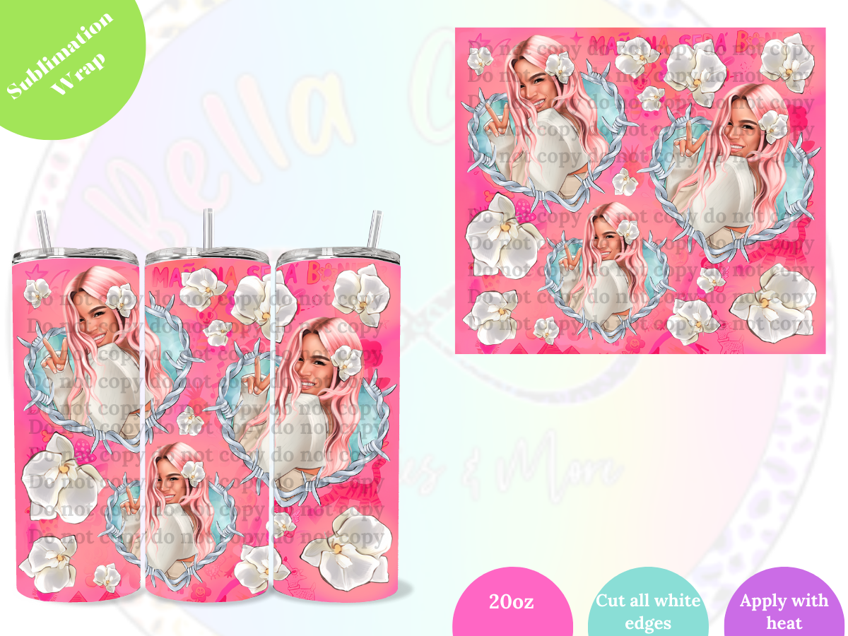 Bichota Dark Pink Heart 20oz Sublimation Wrap