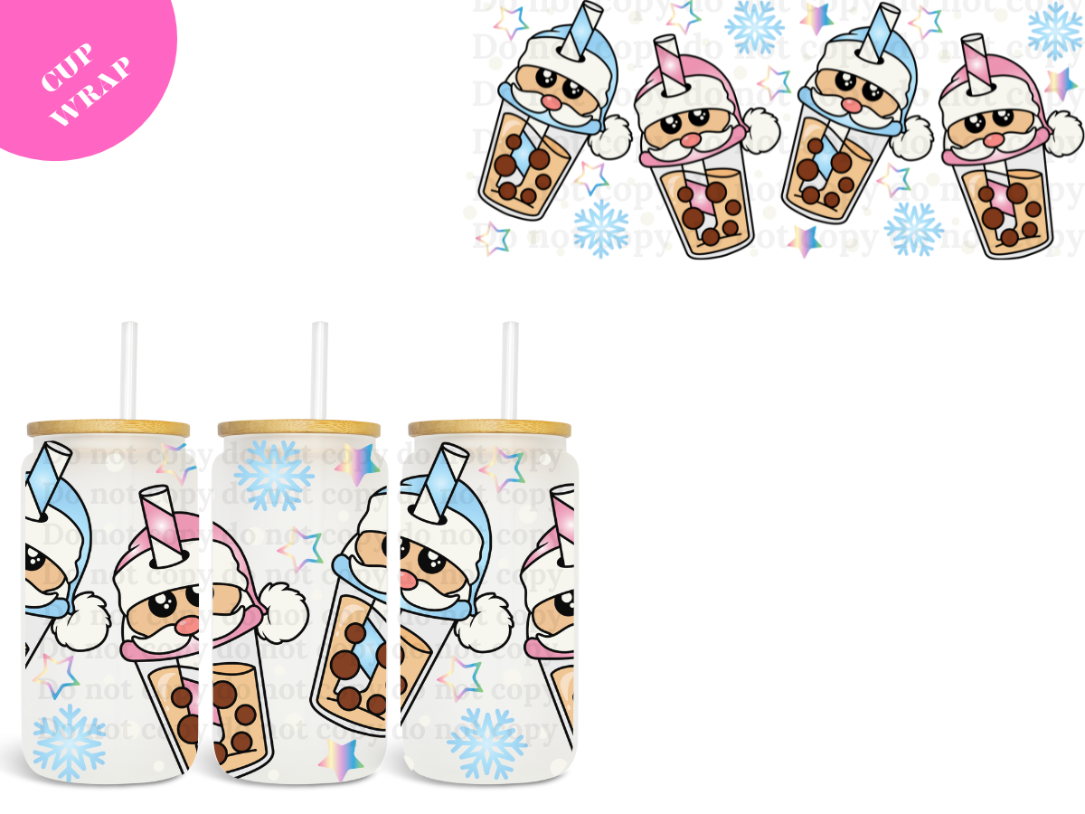 Santa Boba (Pink and Blue) UV DTF Wrap