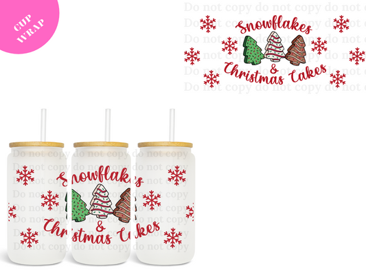 Snowflakes & Christmas Cakes UV DTF Wrap