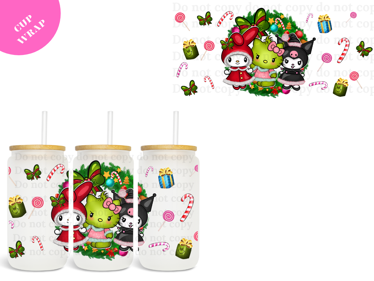 Kitty Grinchy & Friends UV DTF Wrap
