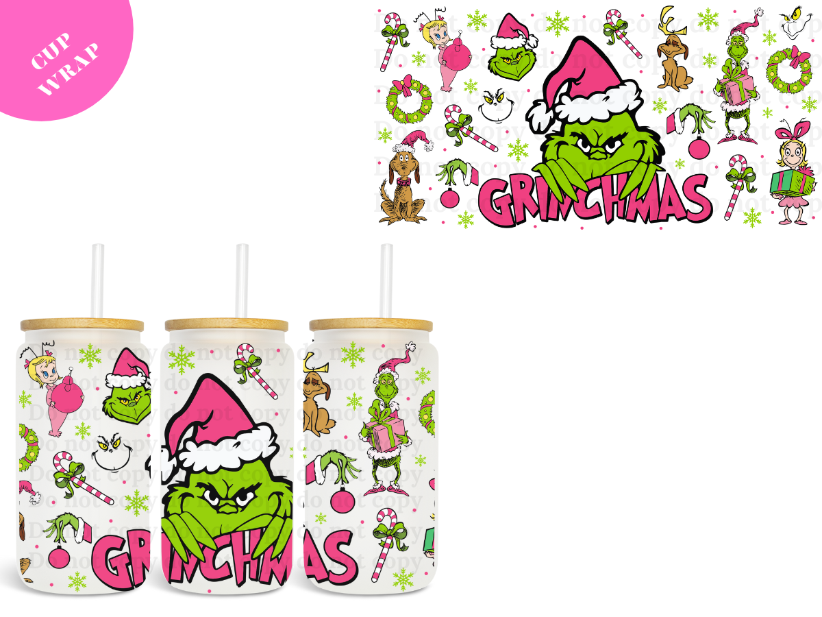 Grinch UV DTF Cup Wrap