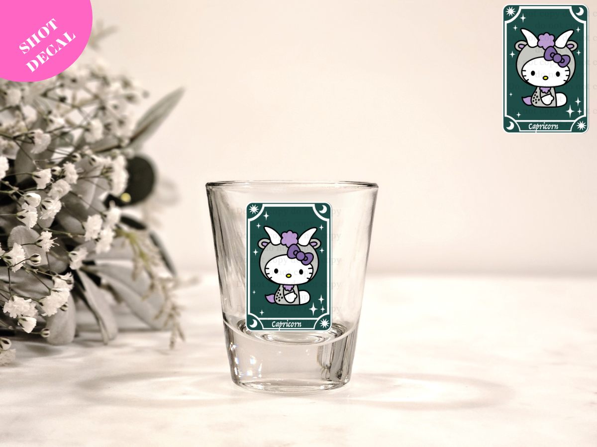 Kitty Horoscope Capricorn UV DTF Shot Decal