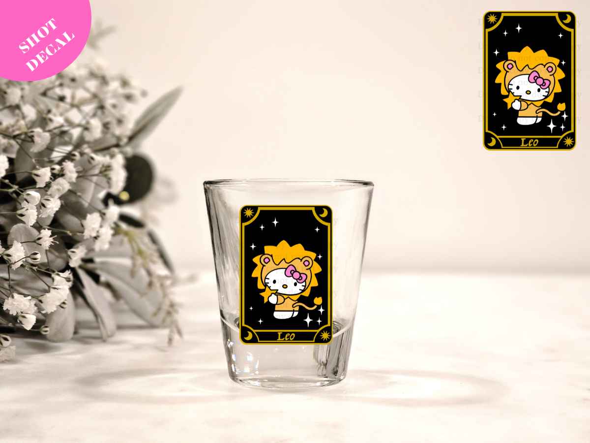 Kitty Horoscope Leo UV DTF Shot Decal