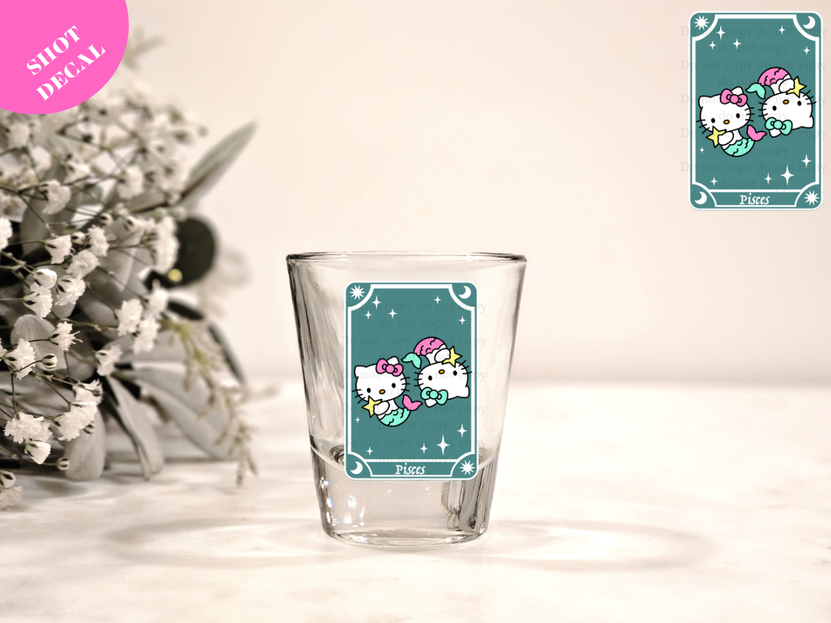 Kitty Horoscope Pisces UV DTF Shot Decal