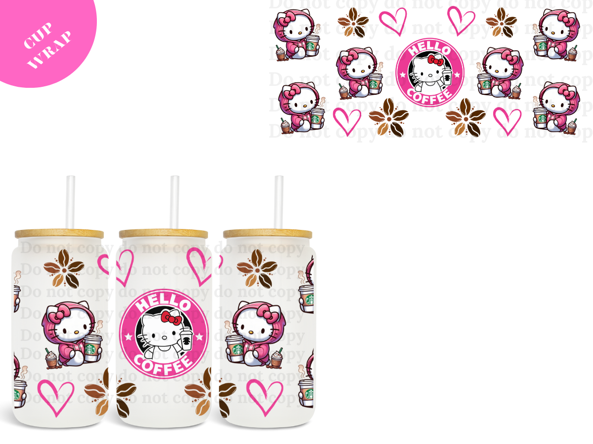 Hello Coffee UV DTF Wrap