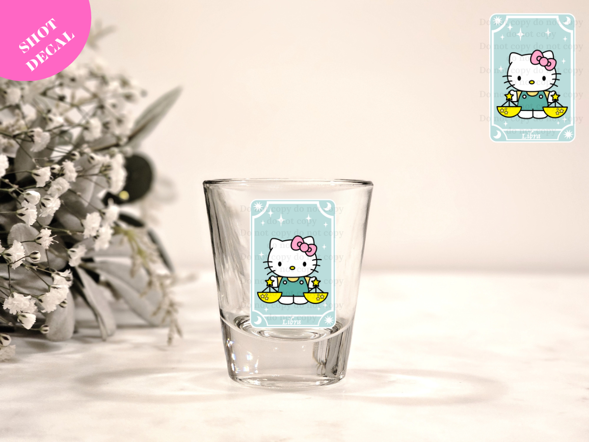 Kitty Horoscope Libra UV DTF Shot Decal