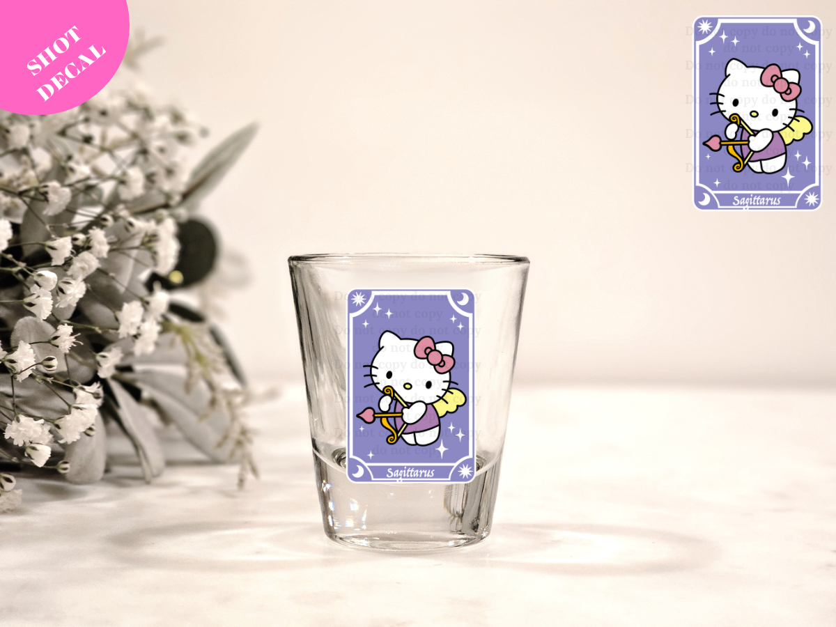 Kitty Horoscope Sagittarus UV DTF Shot Decal