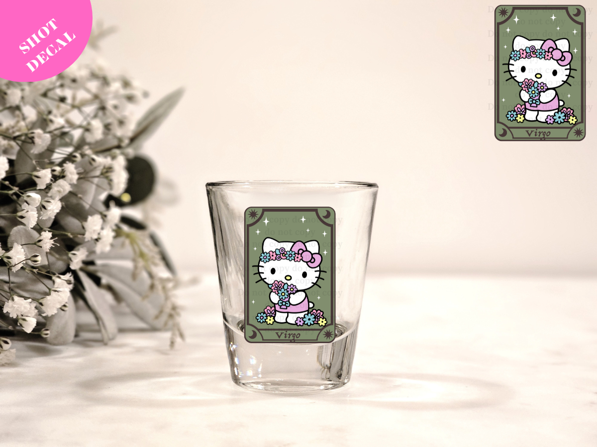 Kitty Horoscope Virgo UV DTF Shot Decal