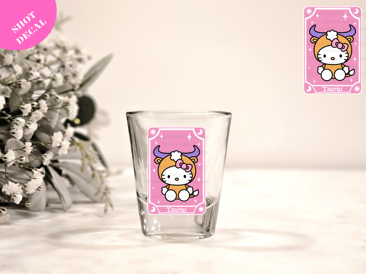 Kitty Horoscope Taurus UV DTF Shot Decal