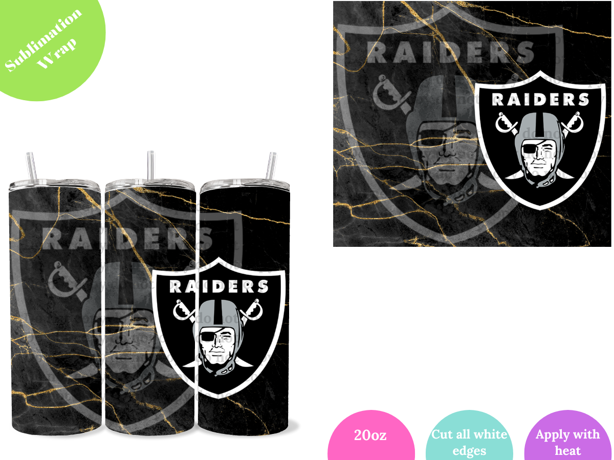 Raiders glitter 20 oz tumbler