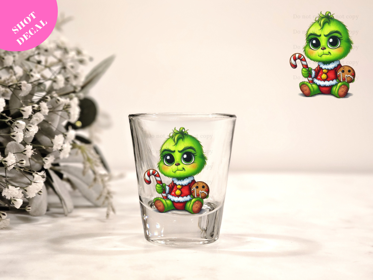Baby Grinch UV DTF Shot Decal