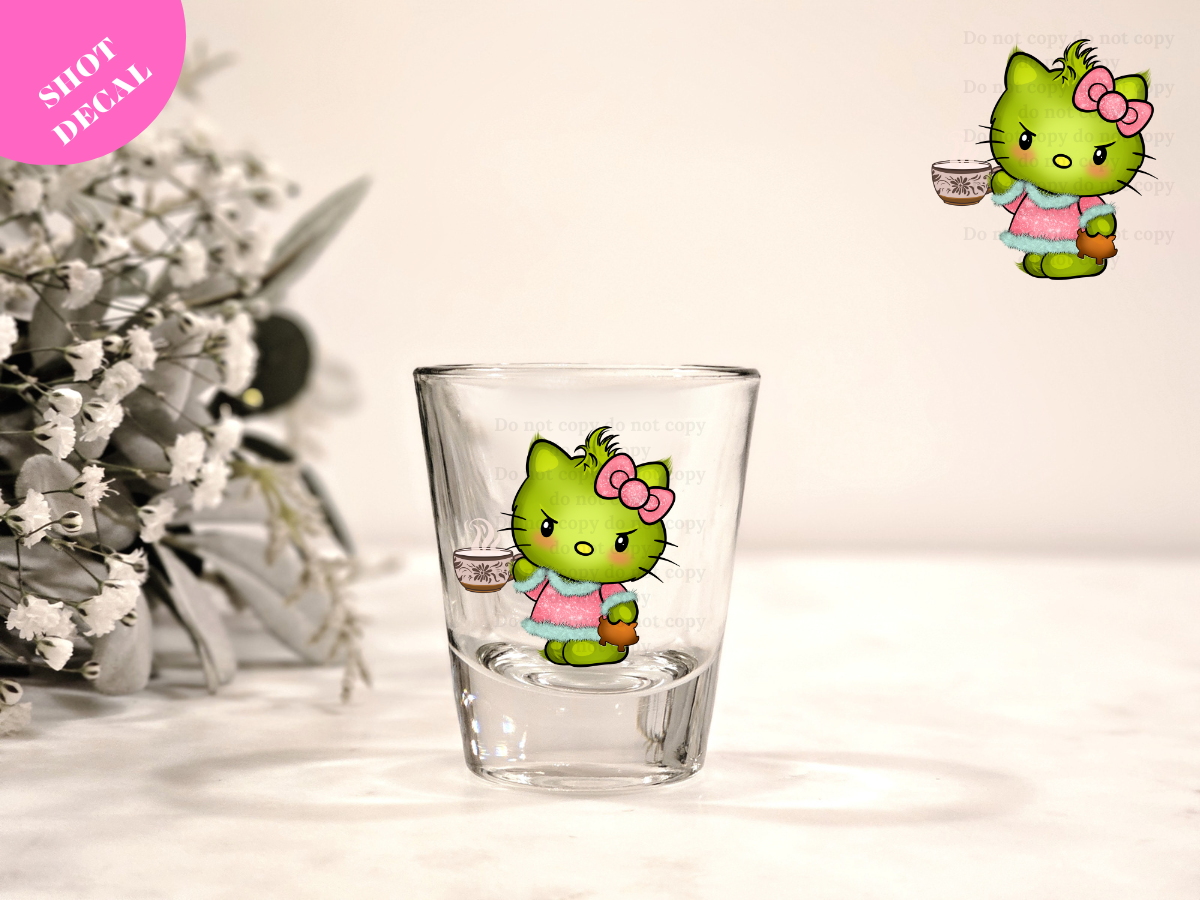 Kitty Grinch UV DTF Shot Decal