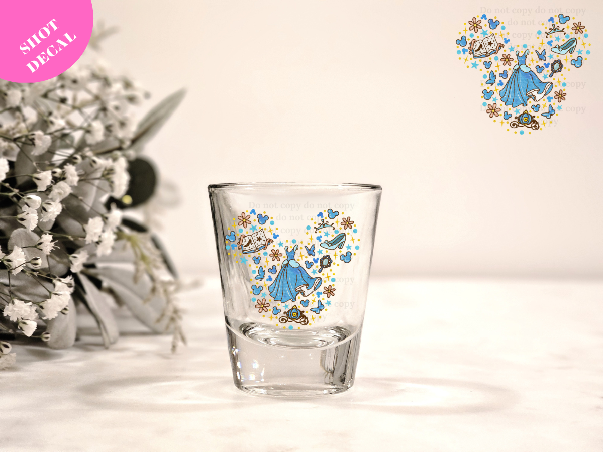 Blue Princess Face UV DTF Shot Decal