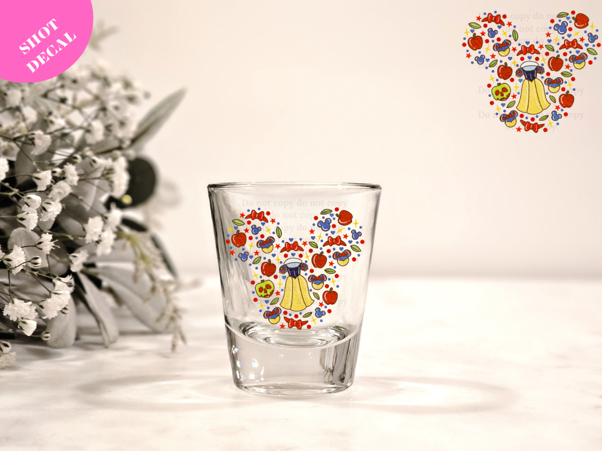 Red Princess Face UV DTF Shot Decal