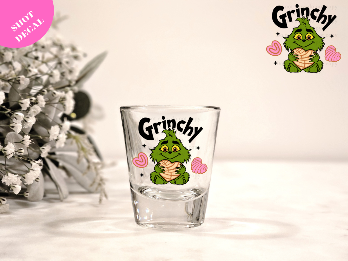 Grinchy Conchita UV DTF Shot Decal