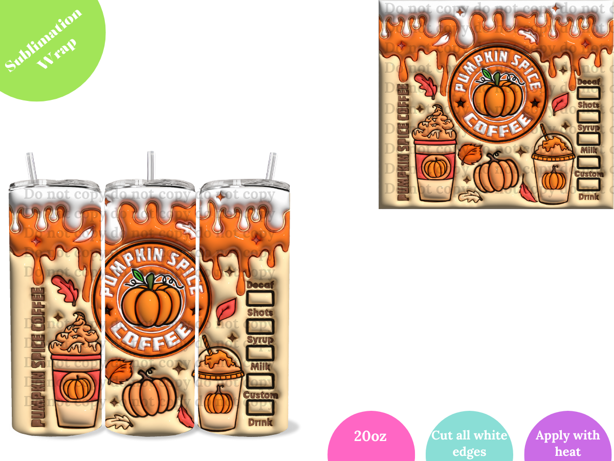 Pumpkin Spice Coffee Sublimation Wrap