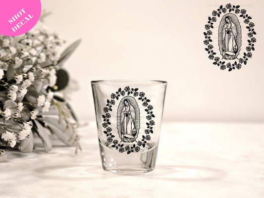 Virgen de Guadalupe (black) UV DTF Shot Decal