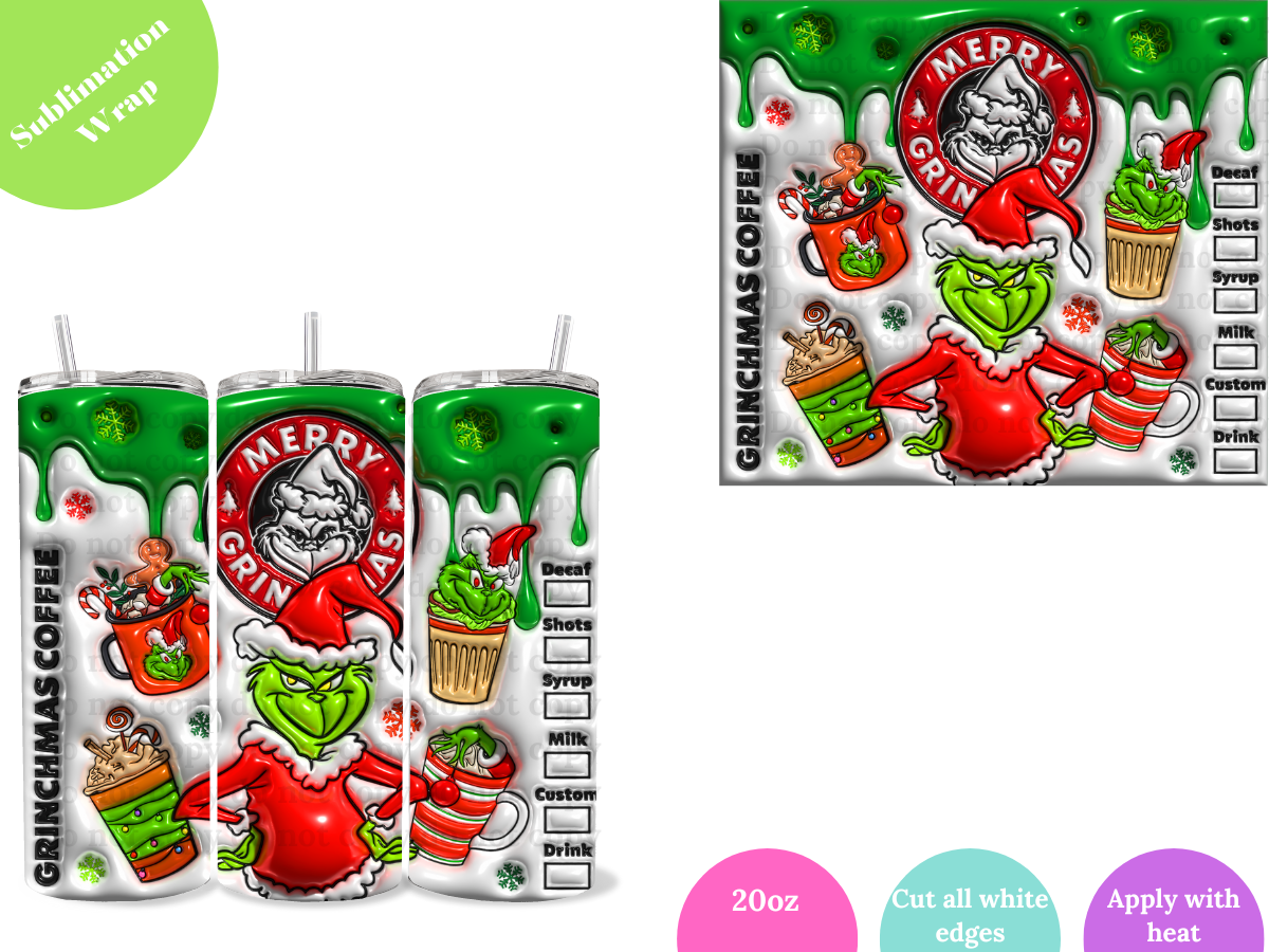 Grinchmas Coffee (white) **20oz Sublimation Wrap**