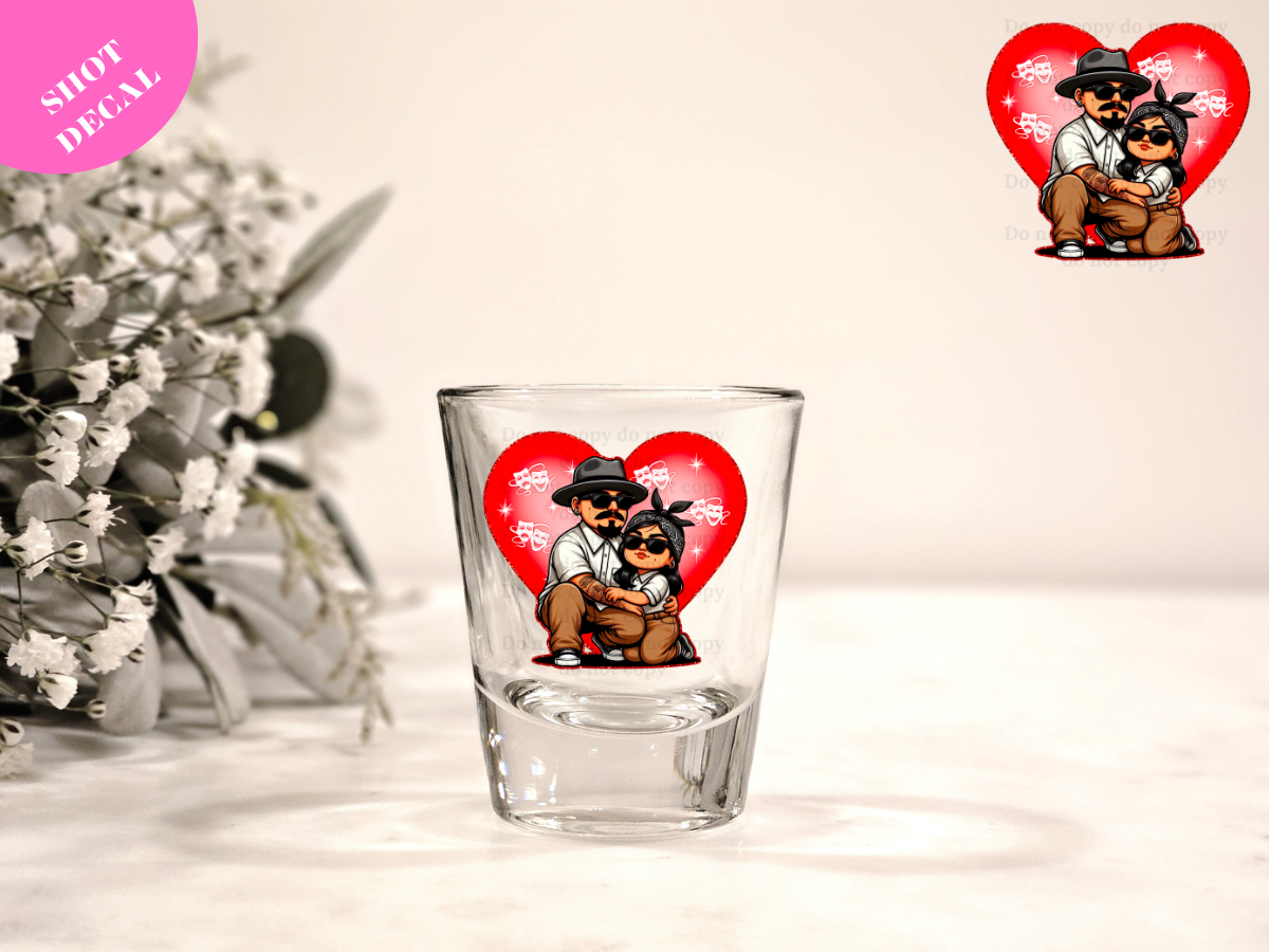 Bandana Love (red heart) UV DTF Shot Decal