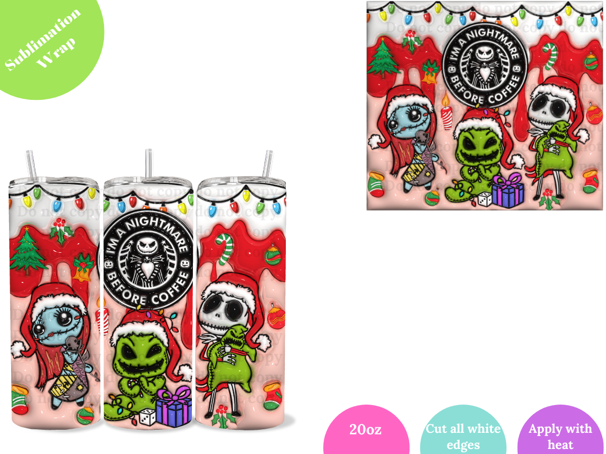 Nightmare Before Coffee **20oz Sublimation Wrap**