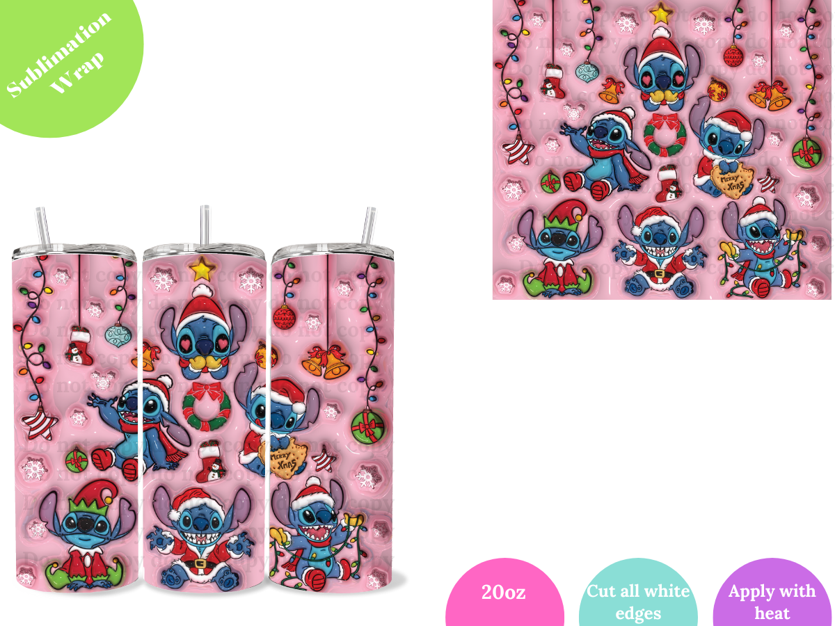 Blue Xmas (pink background) **20oz Sublimation Wrap**