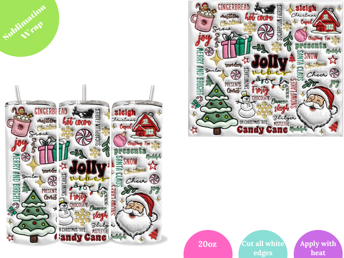 Jolly Vibes (white) **20oz Sublimation Wrap**