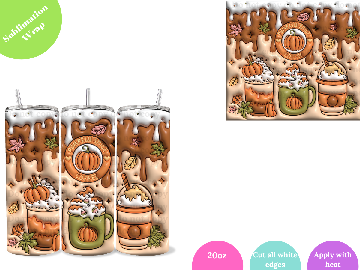Pumpkin Spice Coffee **20oz Sublimation Wrap**