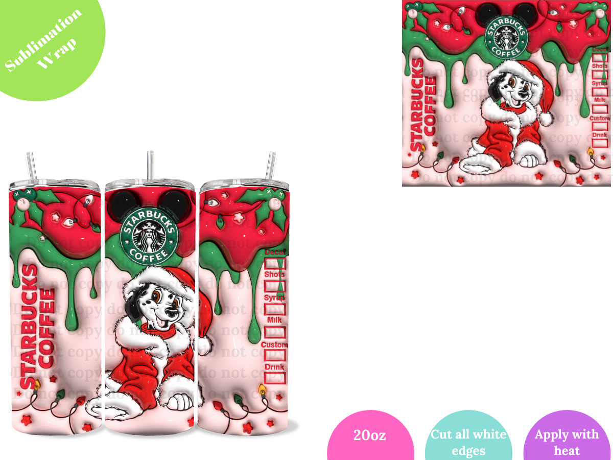 Dalmation Xmas Coffee **20oz Sublimation Wrap**