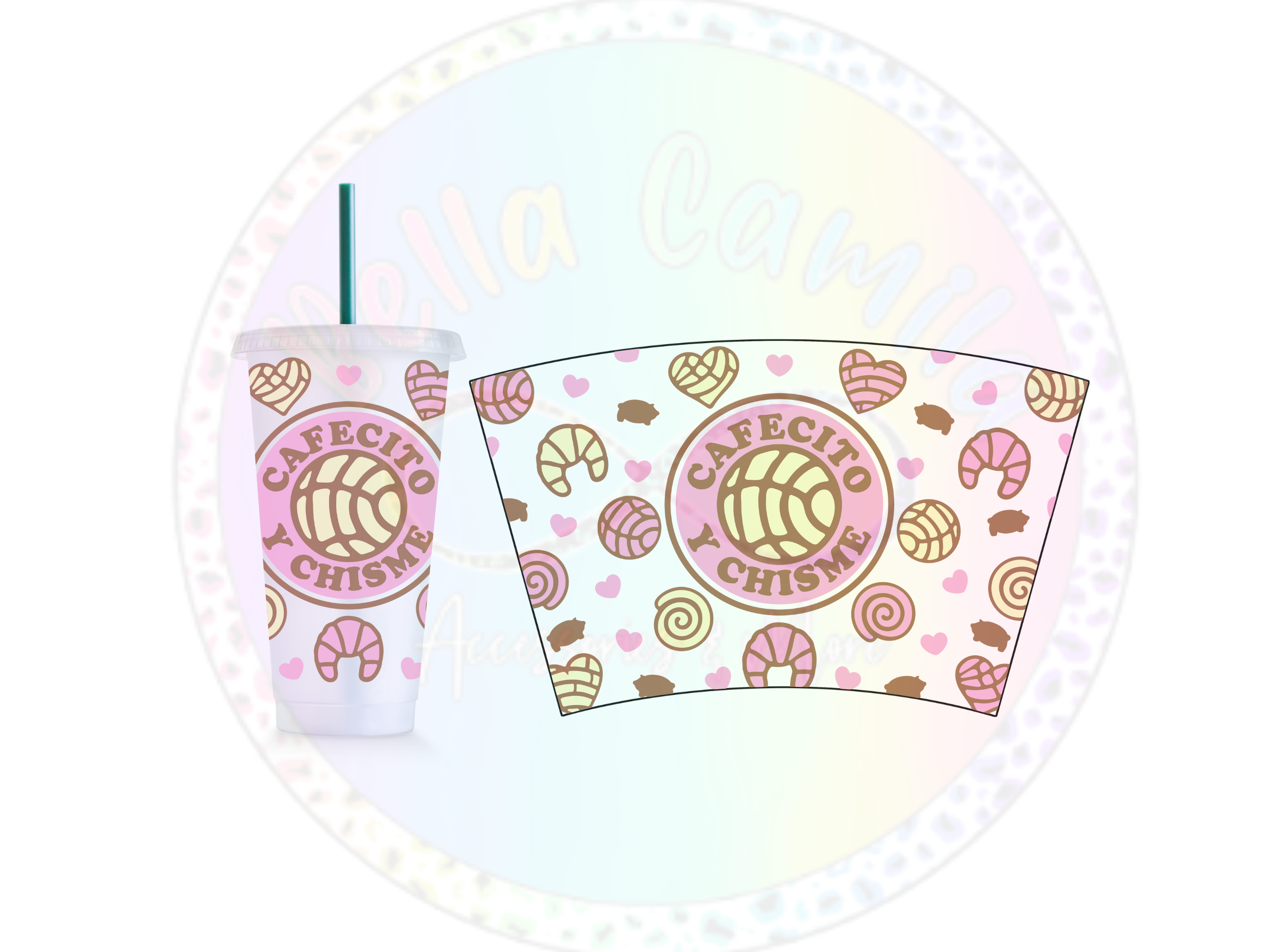 Cafecito Y Chisme 24oz Uv Dtf Cup Wrap Bella Camila Accessories And More