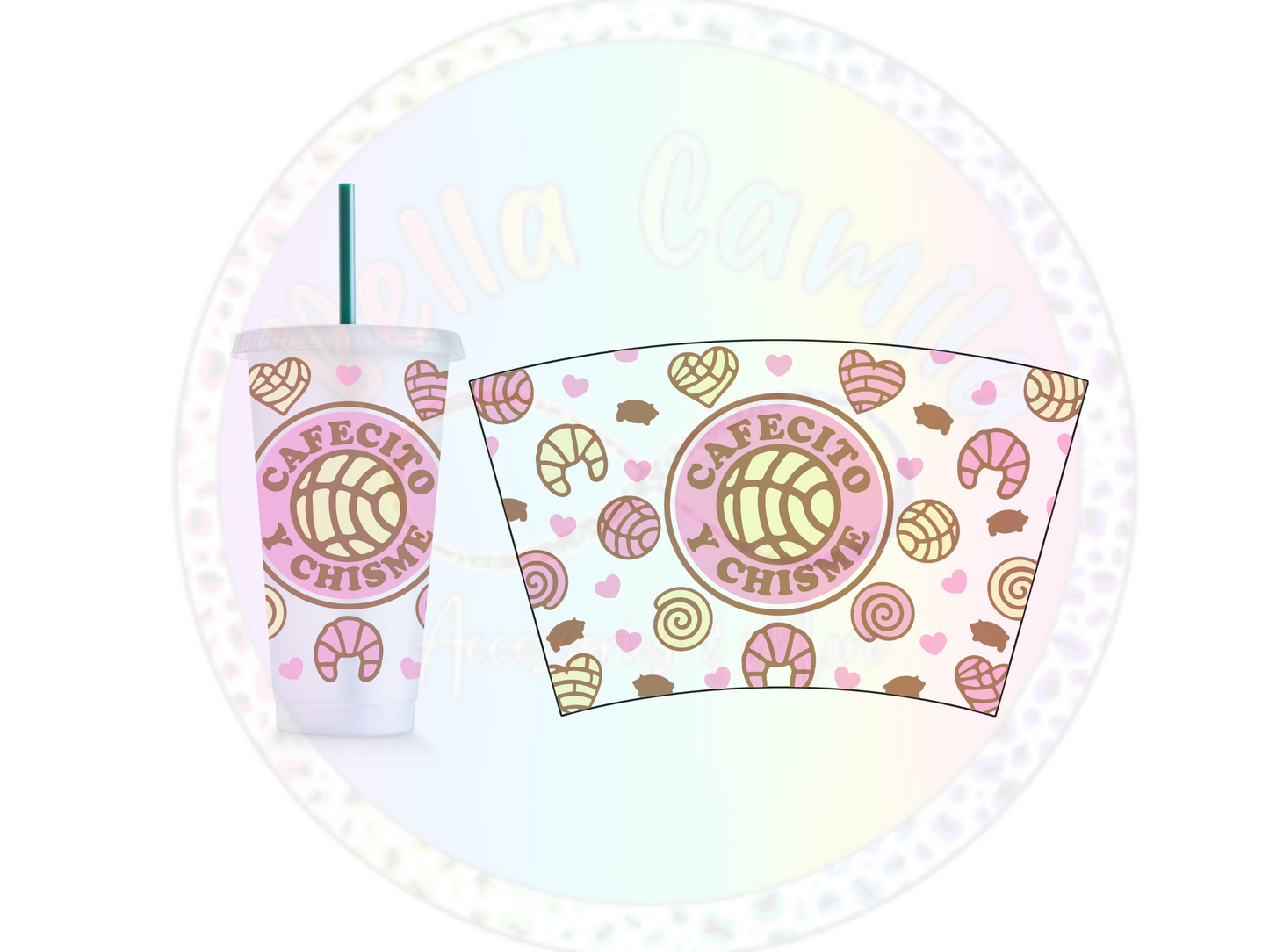 Cafecito y Chisme - 24oz UV DTF Cup Wrap
