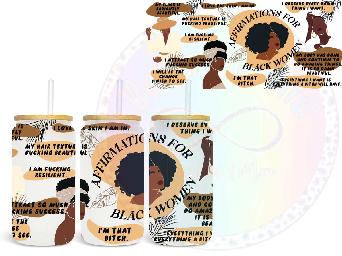 Affirmation for Black Women UV DTF Wrap