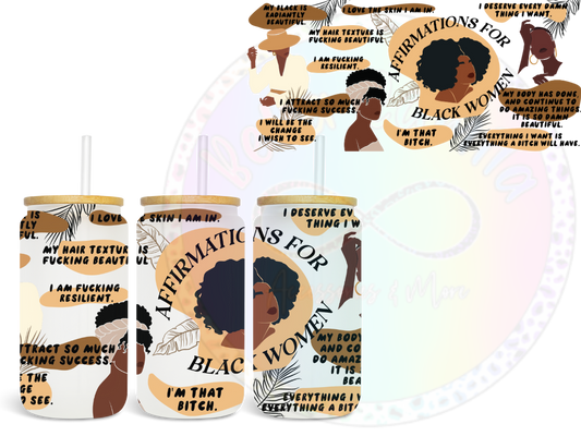 Affirmation for Black Women UV DTF Wrap