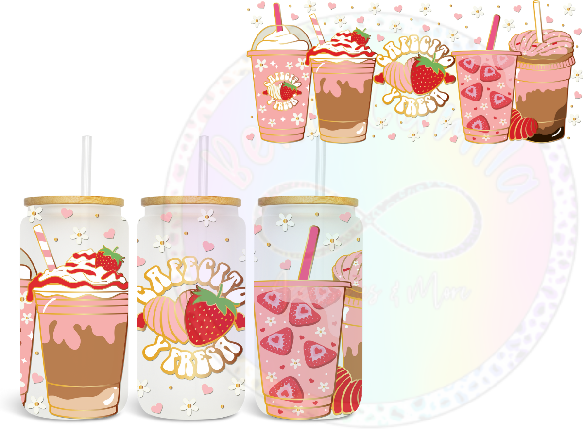 Cafecito y Fresa UV DTF Wrap