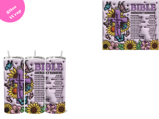 Bible Emergency Numbers *20oz Sublimation Wrap*