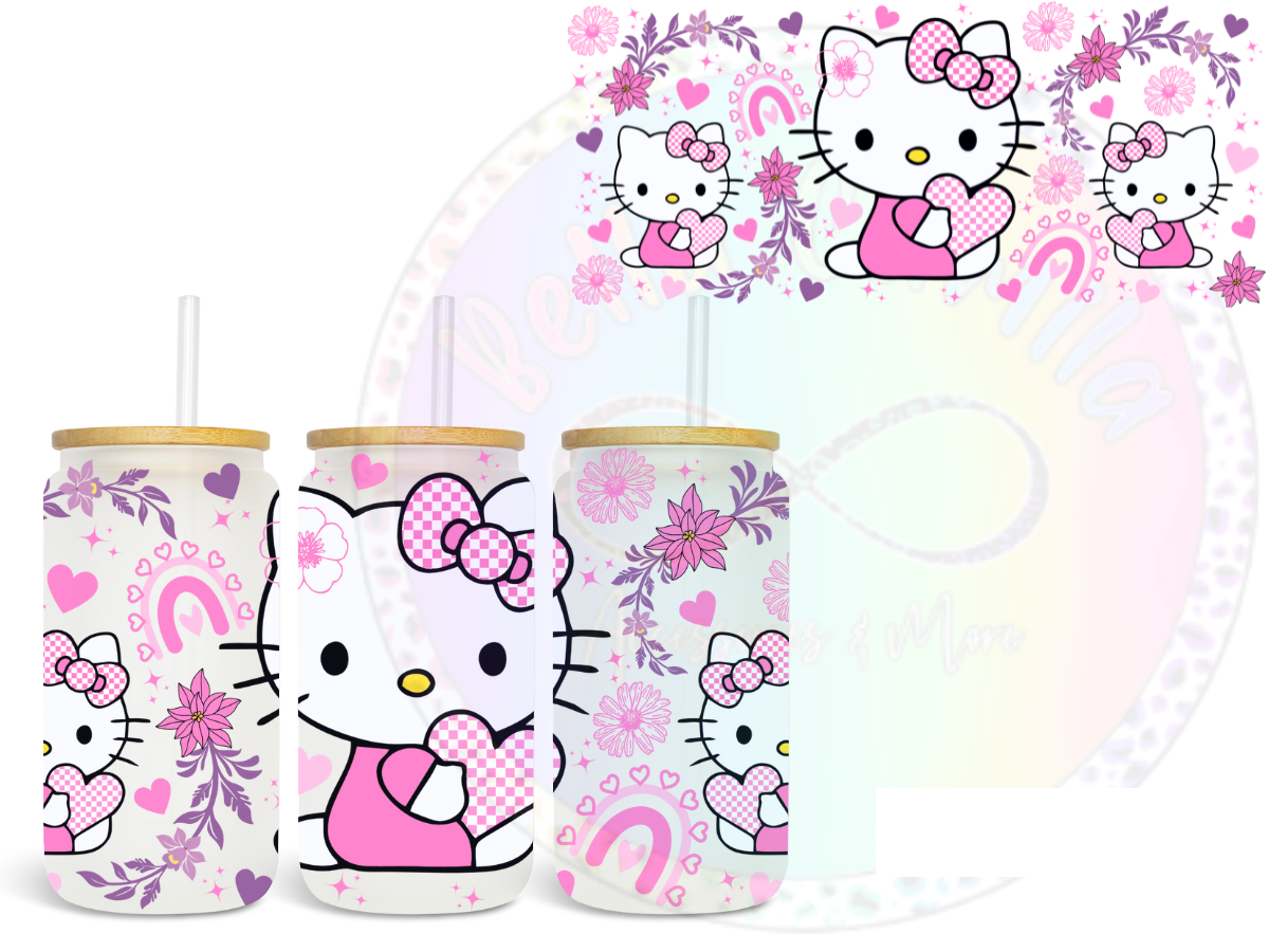 Pink Kitty Spring UV DTF Wrap