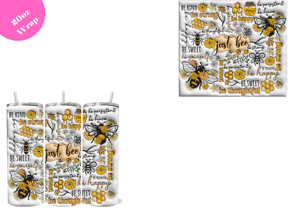 Bee Happy *20oz Sublimation Wrap*