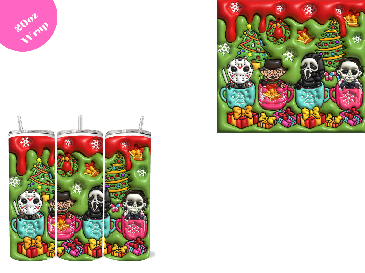 Scary Cup of Xmas *20oz Sublimation Wrap*