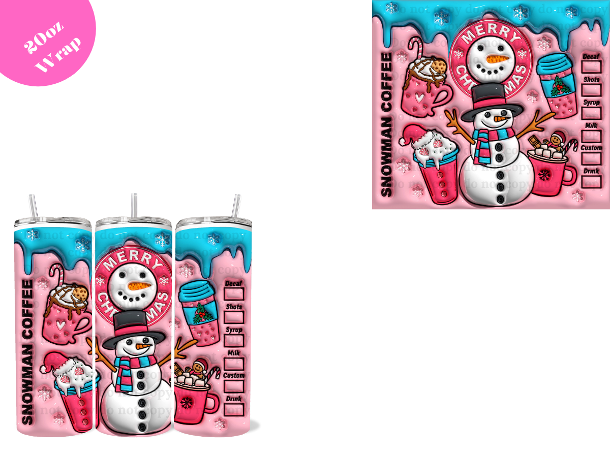 Snowman Merry Xmas *20oz Sublimation Wrap*
